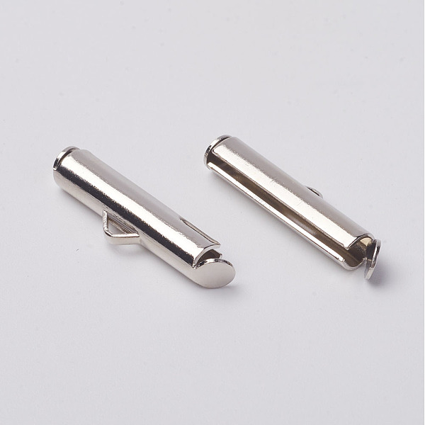 PandaHall Brass Slide On End Clasp Tubes, Slider End Caps, Platinum, 19.5x4mm, Hole: 1mm, Inner Diameter: 2mm Brass
PandaHall Brass Slide On End Clasp Tubes, Slider End Caps, Platinum, 19.5x4mm, Hole: 1mm, Inner Diameter: 2mm Brass