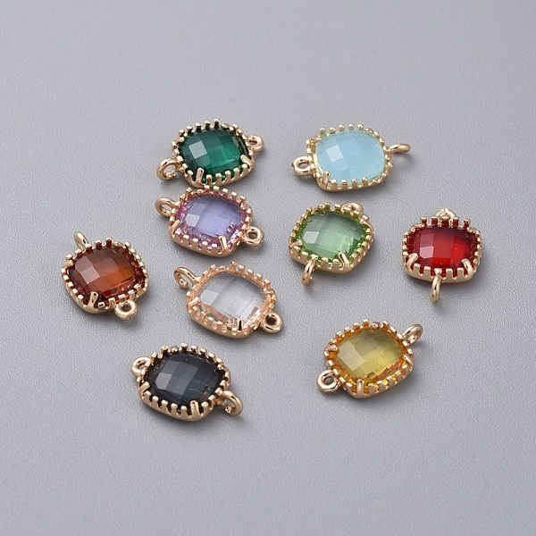 PandaHall Glass Links Connectors, with Brass Findings, Faceted, Square, Golden, Golden,Mixed Color,14.5x9.5x3.5mm, Hole: 0.8~1.2mm Glass..., Multicolor
PandaHall Glass Links Connectors, with Brass Findings, Faceted, Square, Golden, Golden,Mixed Color,14.5x9.5x3.5mm, Hole: 0.8~1.2mm Glass..., Multicolor