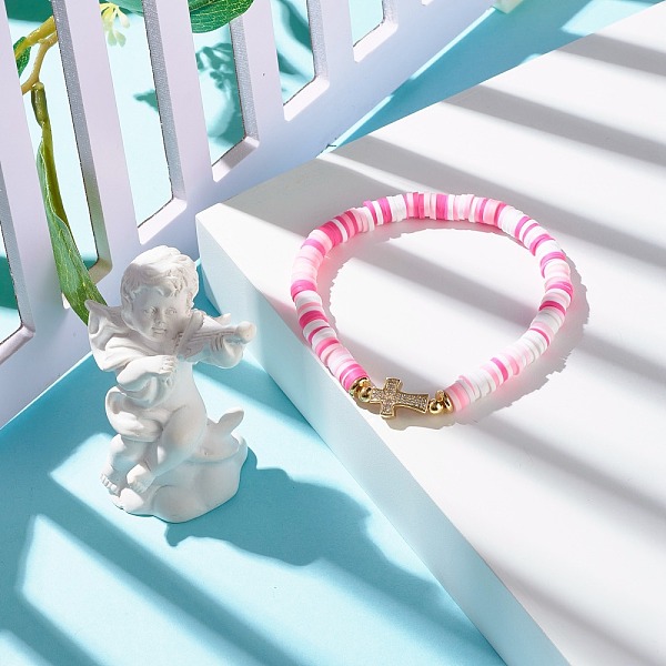 PandaHall Polymer Clay Heishi Beads Stretch Bracelet for Women, Cross Cubic Zirconia Link Bracelet, Golden, Pink, Inner Diameter: 2-1/4 inch...
PandaHall Polymer Clay Heishi Beads Stretch Bracelet for Women, Cross Cubic Zirconia Link Bracelet, Golden, Pink, Inner Diameter: 2-1/4 inch...