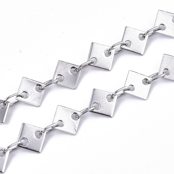 PandaHall 304 Stainless Steel Link Chains, Rhombus Sequin Chains, Soldered, Stainless Steel Color, rhombus: 5.5x5.5x0.3mm, link...
PandaHall 304 Stainless Steel Link Chains, Rhombus Sequin Chains, Soldered, Stainless Steel Color, rhombus: 5.5x5.5x0.3mm, link...