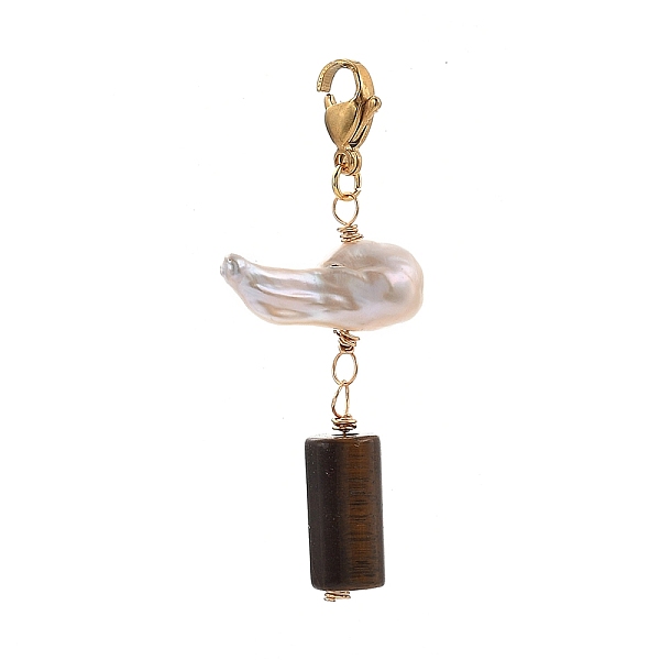 PandaHall Natural Tiger Eye Big Pendants, with Keshi Pearl Beads and Golden Plated 304 Stainless Steel Lobster Claw Clasps, Column, 55mm...
PandaHall Natural Tiger Eye Big Pendants, with Keshi Pearl Beads and Golden Plated 304 Stainless Steel Lobster Claw Clasps, Column, 55mm...