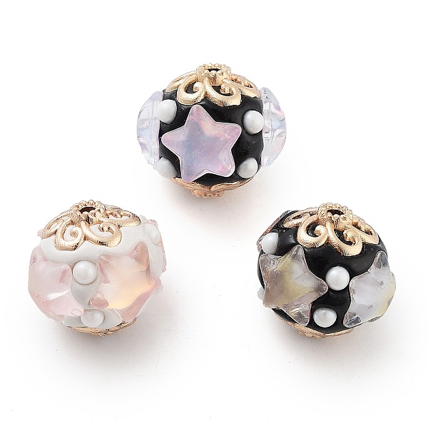 PandaHall Handmade Indonesia Beads, with Alloy, ABS Plastic and Glass, Round with Star, Golden, Mixed Color, 18.5x17mm, Hole: 1.9mm Polymer..., Multicolor
PandaHall Handmade Indonesia Beads, with Alloy, ABS Plastic and Glass, Round with Star, Golden, Mixed Color, 18.5x17mm, Hole: 1.9mm Polymer..., Multicolor