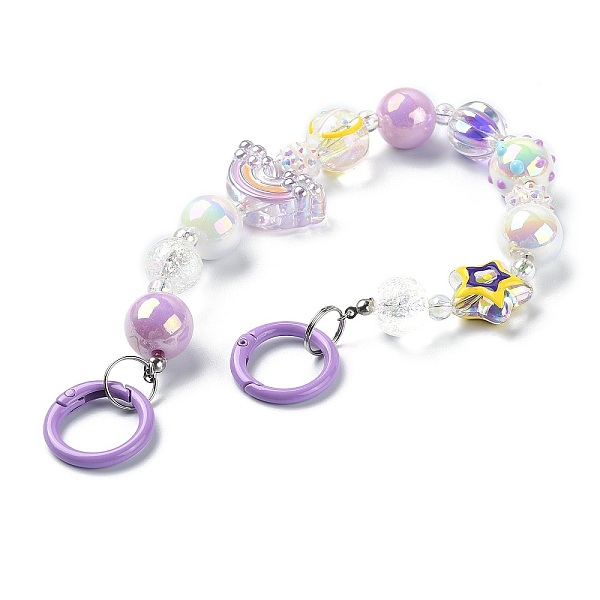 PandaHall Acrylic Rainbow Beaded Mobile Straps, Multifunctional Chain, with Alloy Spring Gate Ring, Medium Purple, 30.7x2.9cm Acrylic
PandaHall Acrylic Rainbow Beaded Mobile Straps, Multifunctional Chain, with Alloy Spring Gate Ring, Medium Purple, 30.7x2.9cm Acrylic