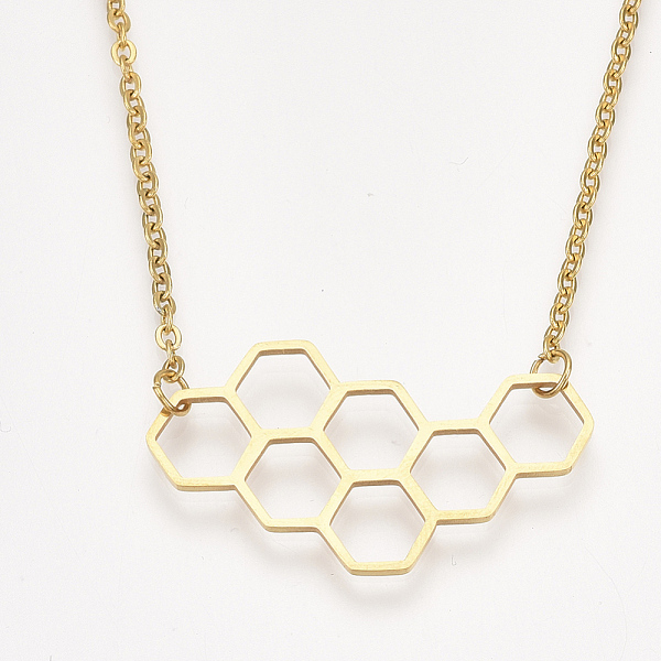 PandaHall 201 Stainless Steel Pendant Necklaces, with Cable Chains, Honeycomb, Golden, 17.7 inch(45cm), 2mm, Honeycomb: 20x34.5x1mm 201...
PandaHall 201 Stainless Steel Pendant Necklaces, with Cable Chains, Honeycomb, Golden, 17.7 inch(45cm), 2mm, Honeycomb: 20x34.5x1mm 201...