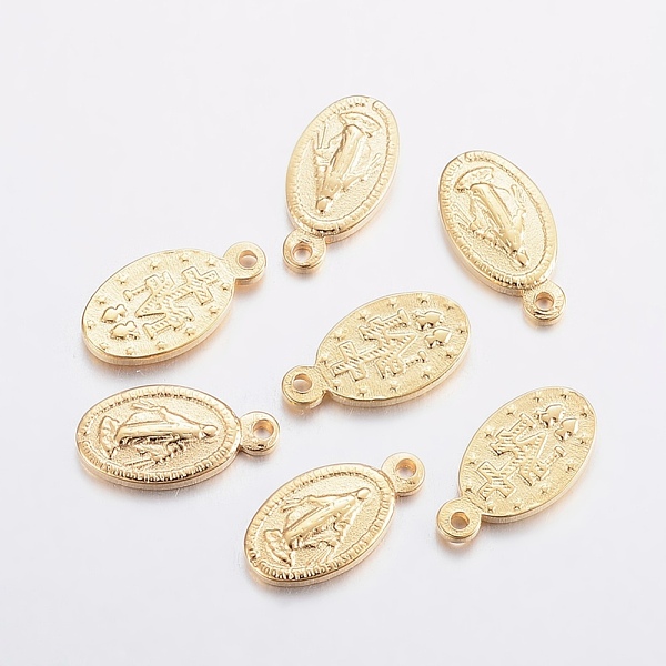 PandaHall 304 Stainless Steel Miraculous Medal Charms, Oval with Virgin Mary, Golden, 12.5x6.5x1.5mm, Hole: 0.8mm 304 Stainless Steel Oval
PandaHall 304 Stainless Steel Miraculous Medal Charms, Oval with Virgin Mary, Golden, 12.5x6.5x1.5mm, Hole: 0.8mm 304 Stainless Steel Oval