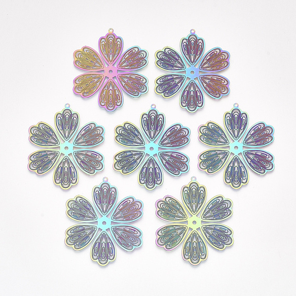 PandaHall Ion Plating(IP) 304 Stainless Steel Filigree Pendants, Etched Metal Embellishments, Flower, Rainbow Color, 47x39.5x0.2mm, Hole...
PandaHall Ion Plating(IP) 304 Stainless Steel Filigree Pendants, Etched Metal Embellishments, Flower, Rainbow Color, 47x39.5x0.2mm, Hole...
