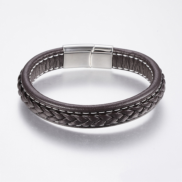 PandaHall Braided Leather Cord Bracelets, with 304 Stainless Steel Magnetic Clasps, Coconut Brown, 8-5/8 inch(220mm), 29x14x8mm Leather...
PandaHall Braided Leather Cord Bracelets, with 304 Stainless Steel Magnetic Clasps, Coconut Brown, 8-5/8 inch(220mm), 29x14x8mm Leather...
