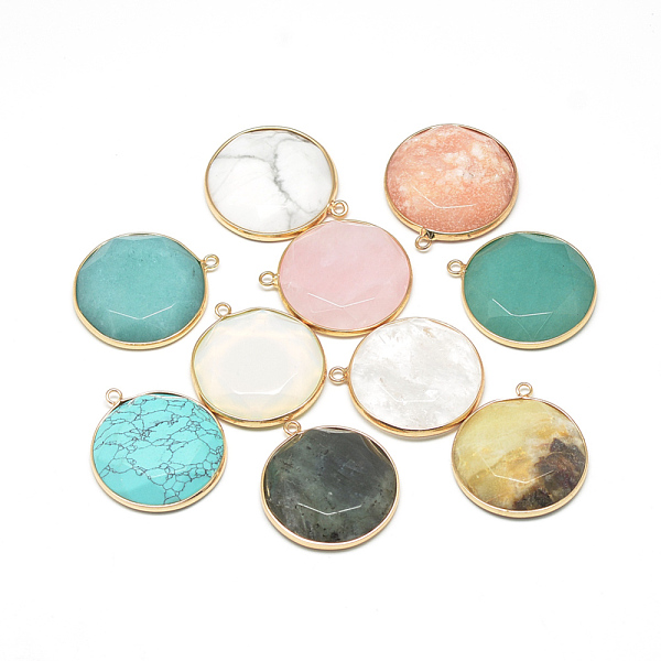 PandaHall Natural & Synthetic Mixed Stone Pendants, with Brass Findings, Faceted, Flat Round, Golden, Mixed Color, 35.5x31.5x6~7mm, Hole..., Multicolor
PandaHall Natural & Synthetic Mixed Stone Pendants, with Brass Findings, Faceted, Flat Round, Golden, Mixed Color, 35.5x31.5x6~7mm, Hole..., Multicolor