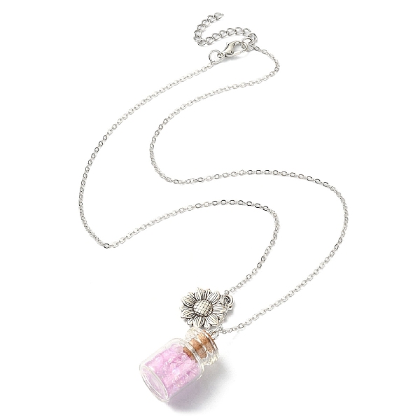 PandaHall Sunflower Alloy Pendant Necklace, Glass Chips Wish Bottle Necklace, Antique Silver, 17.91 inch(45.5cm) Alloy Flower
PandaHall Sunflower Alloy Pendant Necklace, Glass Chips Wish Bottle Necklace, Antique Silver, 17.91 inch(45.5cm) Alloy Flower