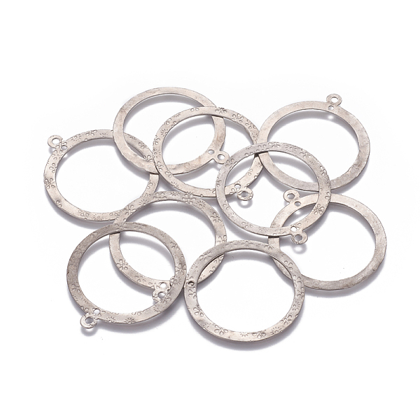 PandaHall 201 Stainless Steel 2-Loop Link Pendants, Ring with Flower, Stainless Steel Color, 43x38.5x0.6mm, Hole: 1.6mm and 2mm 201...
PandaHall 201 Stainless Steel 2-Loop Link Pendants, Ring with Flower, Stainless Steel Color, 43x38.5x0.6mm, Hole: 1.6mm and 2mm 201...