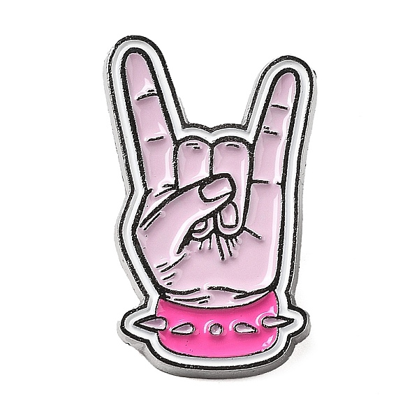 PandaHall Pink Series Enamel Pin, Platinum Zinc Alloy Brooch for Women, Rock Hand Gesture, 30.5x26x1.5mm Alloy+Enamel Palm
PandaHall Pink Series Enamel Pin, Platinum Zinc Alloy Brooch for Women, Rock Hand Gesture, 30.5x26x1.5mm Alloy+Enamel Palm
