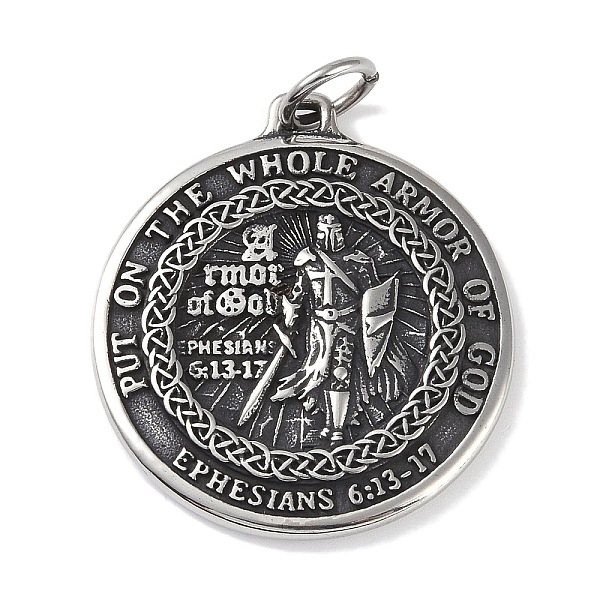 PandaHall Viking 316 Surgical Stainless Steel Pendants, with Jump Rings, Flat Round with Knight Charm, Antique Silver, 42x37.5x4.5mm, Hole...
PandaHall Viking 316 Surgical Stainless Steel Pendants, with Jump Rings, Flat Round with Knight Charm, Antique Silver, 42x37.5x4.5mm, Hole...