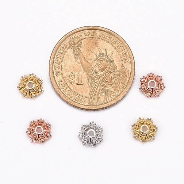 PandaHall CZ Brass Micro Pave Cubic Zirconia Flower Bead Caps, Fancy Bead Caps, Cadmium Free & Nickel Free & Lead Free, Mixed Color, 8x3mm..., Clear
PandaHall CZ Brass Micro Pave Cubic Zirconia Flower Bead Caps, Fancy Bead Caps, Cadmium Free & Nickel Free & Lead Free, Mixed Color, 8x3mm..., Clear