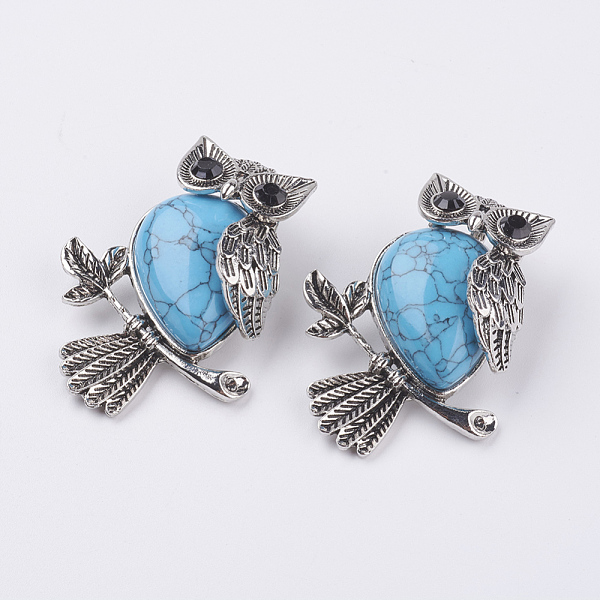 PandaHall Synthetic Turquoise Pendants, with Alloy Finding, Owl, Antique Silver, 46.5x35.5x11.5mm, Hole: 6x8.5mm Synthetic Turquoise Owl
PandaHall Synthetic Turquoise Pendants, with Alloy Finding, Owl, Antique Silver, 46.5x35.5x11.5mm, Hole: 6x8.5mm Synthetic Turquoise Owl