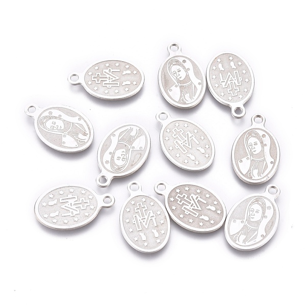 PandaHall 304 Stainless Steel Charms, Laser Cut, Oval with Virgin Mary, Stainless Steel Color, 14.5x9x0.6mm, Hole: 1.4mm 304 Stainless Steel...
PandaHall 304 Stainless Steel Charms, Laser Cut, Oval with Virgin Mary, Stainless Steel Color, 14.5x9x0.6mm, Hole: 1.4mm 304 Stainless Steel...