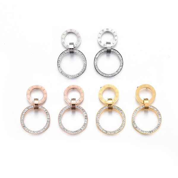 PandaHall 304 Stainless Steel Dangle Stud Earrings, with Polymer Clay Rhinestone, Rings, Mixed Color, 28x16x6mm, Pin: 0.8mm Rhinestone Clear
PandaHall 304 Stainless Steel Dangle Stud Earrings, with Polymer Clay Rhinestone, Rings, Mixed Color, 28x16x6mm, Pin: 0.8mm Rhinestone Clear