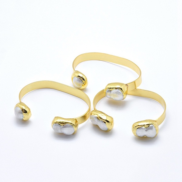 PandaHall Natural Pearl Cuff Bangles, with Real 24K Gold Plated Brass Findings, 1-5/8 inch(4.1cm)x2-1/2 inch(6.4cm), 8mm Pearl White
PandaHall Natural Pearl Cuff Bangles, with Real 24K Gold Plated Brass Findings, 1-5/8 inch(4.1cm)x2-1/2 inch(6.4cm), 8mm Pearl White