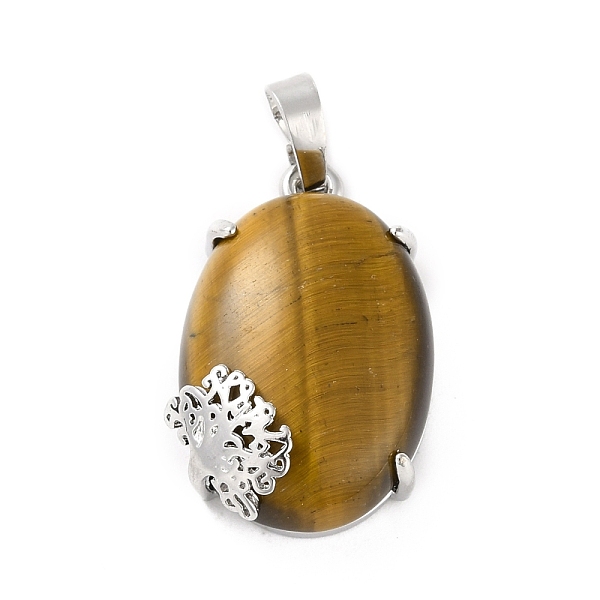 PandaHall Natural Tiger Eye Pendants, with Platinum Tone Brass Findings, Cadmium Free & Lead Free, Oval with Tree, 28~29.5x18.5x9.5mm, Hole...
PandaHall Natural Tiger Eye Pendants, with Platinum Tone Brass Findings, Cadmium Free & Lead Free, Oval with Tree, 28~29.5x18.5x9.5mm, Hole...