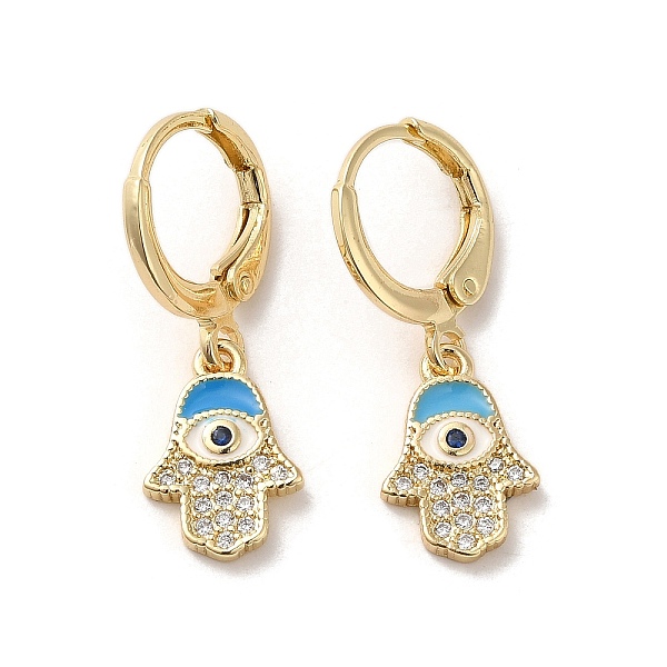 PandaHall Hamsa Hand with Evil Eye Real 18K Gold Plated Brass Dangle Leverback Earrings, with Enamel and Cubic Zirconia, Deep Sky Blue...
PandaHall Hamsa Hand with Evil Eye Real 18K Gold Plated Brass Dangle Leverback Earrings, with Enamel and Cubic Zirconia, Deep Sky Blue...