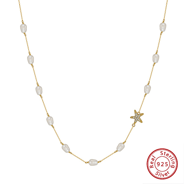 PandaHall 925 Sterling Silver Link Chain Necklaces, Micro Pave 5A Cubic Zirconia Starfish, Natural Freshwater Pearl Necklaces, Real 14K Gold...
PandaHall 925 Sterling Silver Link Chain Necklaces, Micro Pave 5A Cubic Zirconia Starfish, Natural Freshwater Pearl Necklaces, Real 14K Gold...