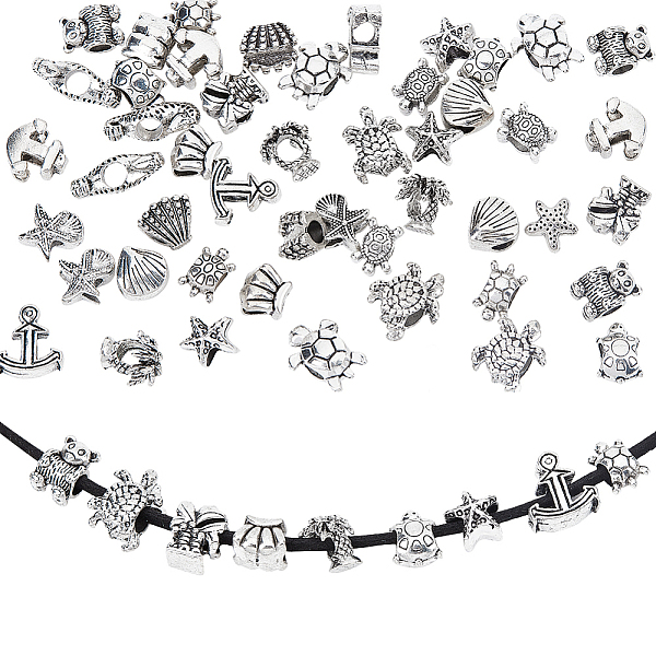 PandaHall 64 Pcs 16 Styles Marine Theme Alloy European Beads, Antique Silver Animal Beads Tortoise/Starfish/Coral/Anchor Large Hole Tibetan...
PandaHall 64 Pcs 16 Styles Marine Theme Alloy European Beads, Antique Silver Animal Beads Tortoise/Starfish/Coral/Anchor Large Hole Tibetan...