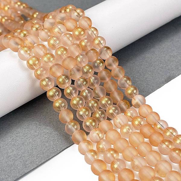 PandaHall Frosted Transparent Glass Bead Strands, with Gold Powder, Round, Sandy Brown, 6mm, Hole: 1mm, about 146pcs/strand, 31.02''(78.8cm)...
PandaHall Frosted Transparent Glass Bead Strands, with Gold Powder, Round, Sandy Brown, 6mm, Hole: 1mm, about 146pcs/strand, 31.02''(78.8cm)...
