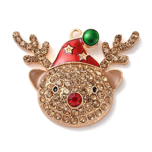 PandaHall Christmas Zinc Alloy Rhinestone Pendnats, with Enamel, Light Gold, Deer, 29x35x7.5mm, Hole: 1.8mm Alloy+Rhinestone Deer
PandaHall Christmas Zinc Alloy Rhinestone Pendnats, with Enamel, Light Gold, Deer, 29x35x7.5mm, Hole: 1.8mm Alloy+Rhinestone Deer