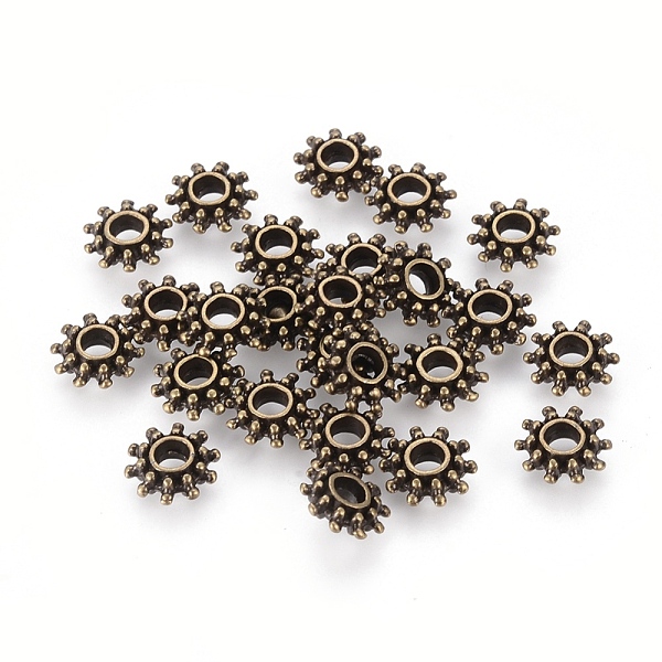 PandaHall Tibetan Style Spacer Beads, Flower, Antique Bronze, Lead Free & Cadmium Free & Nickel Free, 9x3mm, Hole: 2.5mm Alloy Flower
PandaHall Tibetan Style Spacer Beads, Flower, Antique Bronze, Lead Free & Cadmium Free & Nickel Free, 9x3mm, Hole: 2.5mm Alloy Flower