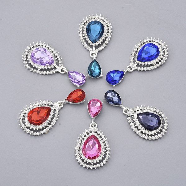 PandaHall Alloy Cabochons, with Crystal Rhinestone and Acrylic Rhinestone, Faceted, Teardrop, Silver, Mixed Color, 51x24x6.5mm..., Multicolor
PandaHall Alloy Cabochons, with Crystal Rhinestone and Acrylic Rhinestone, Faceted, Teardrop, Silver, Mixed Color, 51x24x6.5mm..., Multicolor