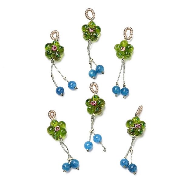 PandaHall Handmade Lampwork Flower Pendant Decorations, Round Tassel Ornament with Brass Findings, Olive Drab, 54mm, Hole: 5x6mm Lampwork...
PandaHall Handmade Lampwork Flower Pendant Decorations, Round Tassel Ornament with Brass Findings, Olive Drab, 54mm, Hole: 5x6mm Lampwork...