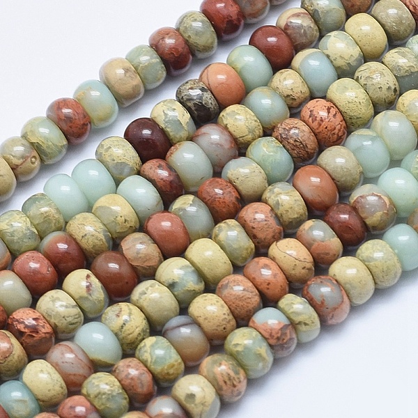 PandaHall Natural Aqua Terra Jasper Beads Strands, Rondelle, 6~6.5x3~4mm, Hole: 1mm, about 105pcs/strand, 15.7 inch(40cm). Aqua Terra Jasper...
PandaHall Natural Aqua Terra Jasper Beads Strands, Rondelle, 6~6.5x3~4mm, Hole: 1mm, about 105pcs/strand, 15.7 inch(40cm). Aqua Terra Jasper...