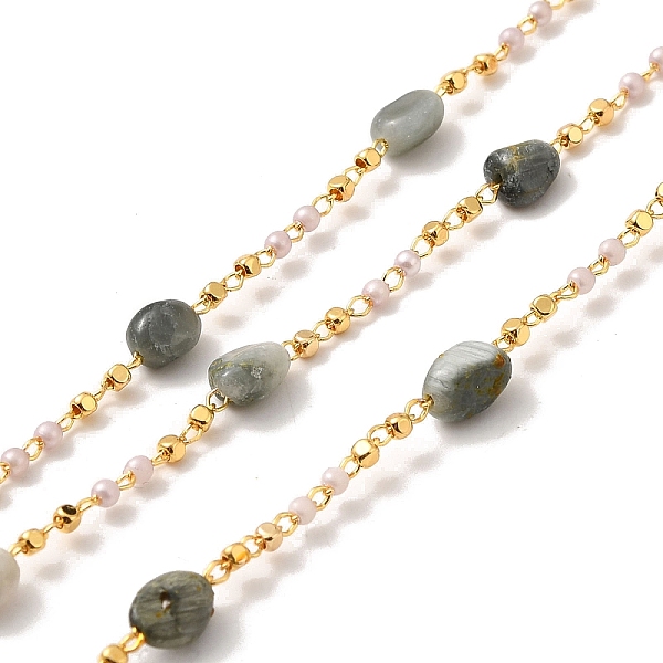 PandaHall Handmade Brass Link Chain, with Glass Beads and ABS Beads and Natural Gemstone Beads, Soldered, with Spool, 4~7x4~5x3~5mm, about...
PandaHall Handmade Brass Link Chain, with Glass Beads and ABS Beads and Natural Gemstone Beads, Soldered, with Spool, 4~7x4~5x3~5mm, about...