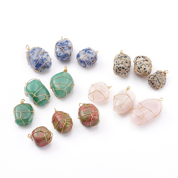 PandaHall Natural Mixed Gemstone Pendant, with Real 18K Gold Plated Eco-Friendly Copper Wire Copper Beading Wire Findings, Nuggets...
PandaHall Natural Mixed Gemstone Pendant, with Real 18K Gold Plated Eco-Friendly Copper Wire Copper Beading Wire Findings, Nuggets...