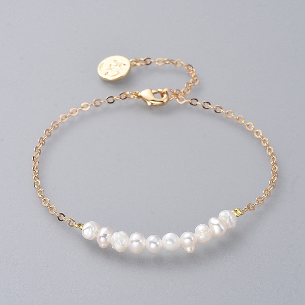 PandaHall Beaded Bracelets, with Natural Pearl and Brass Cable Chains, White, Real 18K Gold Plated, 9 inch(23cm) Pearl White
PandaHall Beaded Bracelets, with Natural Pearl and Brass Cable Chains, White, Real 18K Gold Plated, 9 inch(23cm) Pearl White