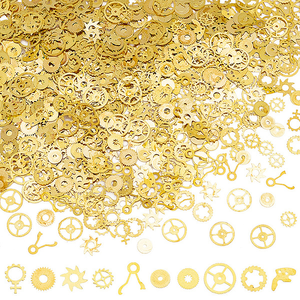 PandaHall Olycraft 300~400Pcs 10 Style Brass Cabochons, Nail Art Decoration Accessories, Gear, Golden, 5.5~9x0.15mm, Hole: 0.3~4.5mm...
PandaHall Olycraft 300~400Pcs 10 Style Brass Cabochons, Nail Art Decoration Accessories, Gear, Golden, 5.5~9x0.15mm, Hole: 0.3~4.5mm...