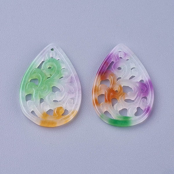 PandaHall Carved Natural White Jade Pendants, Dyed, Teardrop, Colorful, 25x17x1~3mm, Hole: 1mm White Jade Teardrop
PandaHall Carved Natural White Jade Pendants, Dyed, Teardrop, Colorful, 25x17x1~3mm, Hole: 1mm White Jade Teardrop