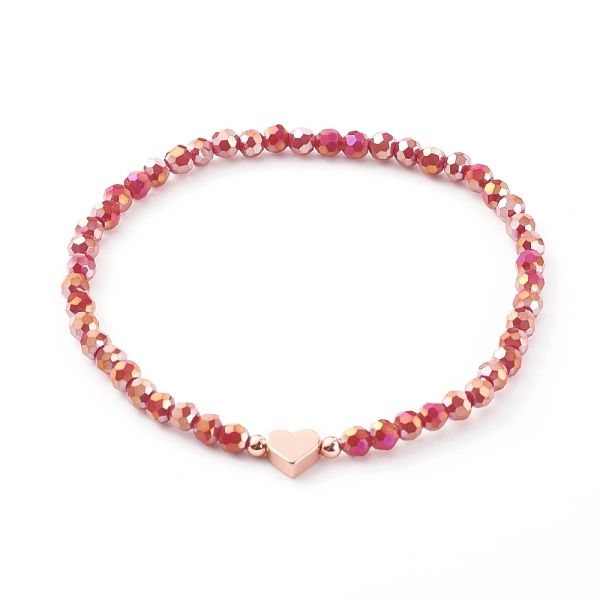 PandaHall Electroplate Faceted Round Glass Beaded Bracelets, with Brass Heart Beads, Rose Gold, Indian Red, Inner Diameter: 2-3/8 inch(6cm)...
PandaHall Electroplate Faceted Round Glass Beaded Bracelets, with Brass Heart Beads, Rose Gold, Indian Red, Inner Diameter: 2-3/8 inch(6cm)...