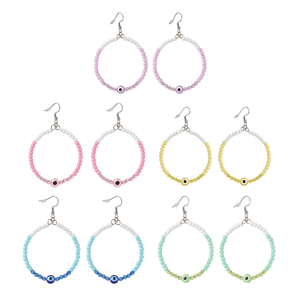 PandaHall Resin Evil Eye & Acrylic Beaded Big Ring Dangle Earrings, 304 Stainless Steel Jewelry for Women, Mixed Color, 77mm, Pin: 0.6mm..., Multicolor
PandaHall Resin Evil Eye & Acrylic Beaded Big Ring Dangle Earrings, 304 Stainless Steel Jewelry for Women, Mixed Color, 77mm, Pin: 0.6mm..., Multicolor