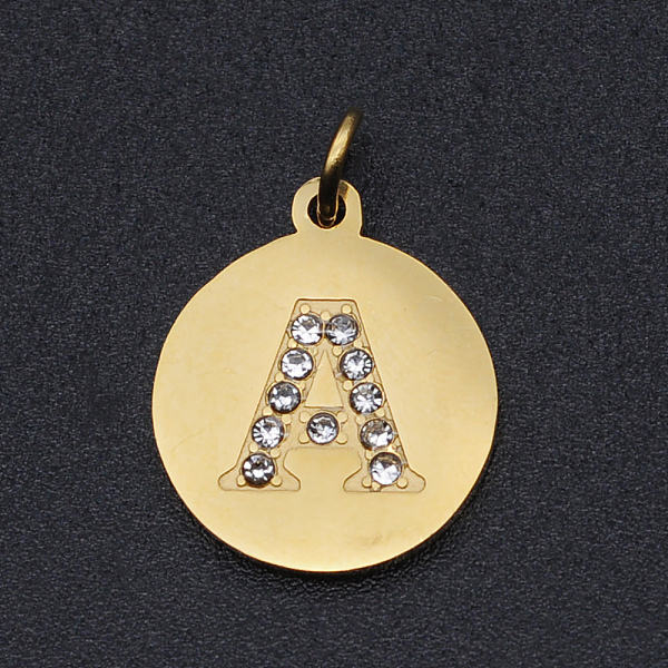 PandaHall 201 Stainless Steel Pendants, Laser Cut Pendants, with Jump Rings and Clear Cubic Zirconia, Flat Round with Letter, Letter A...
PandaHall 201 Stainless Steel Pendants, Laser Cut Pendants, with Jump Rings and Clear Cubic Zirconia, Flat Round with Letter, Letter A...