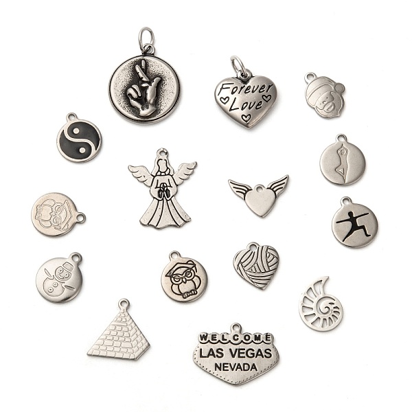 PandaHall 304 Stainless Steel Pendants, with Enamel, Mixed Shapes, Stainless Steel Color, 9~27x9.5~22x1~4.5mm, Hole: 1~5mm Stainless..., Black
PandaHall 304 Stainless Steel Pendants, with Enamel, Mixed Shapes, Stainless Steel Color, 9~27x9.5~22x1~4.5mm, Hole: 1~5mm Stainless..., Black
