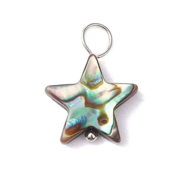 PandaHall Natural Abalone Shell/Paua Shell Pendants, with Silver Color Plated Brass Loops, Star, 16.5x12.5x3.5mm, Hole: 4mm Paua Shell Star
PandaHall Natural Abalone Shell/Paua Shell Pendants, with Silver Color Plated Brass Loops, Star, 16.5x12.5x3.5mm, Hole: 4mm Paua Shell Star