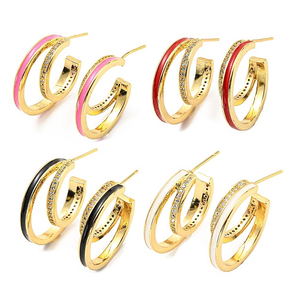 PandaHall Enamel Round Stud Earrings with Cubic Zirconia, Real 18K Gold Plated Brass Half Hoop Earings, Cadmium Free & Lead Free, Mixed..., Multicolor
PandaHall Enamel Round Stud Earrings with Cubic Zirconia, Real 18K Gold Plated Brass Half Hoop Earings, Cadmium Free & Lead Free, Mixed..., Multicolor