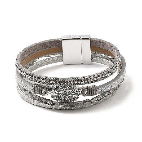 PandaHall Vintage Leather Bracelet with European and American White Crystal Inlaid Diamonds - Magnetic Buckle., 0.1cm Leather
PandaHall Vintage Leather Bracelet with European and American White Crystal Inlaid Diamonds - Magnetic Buckle., 0.1cm Leather