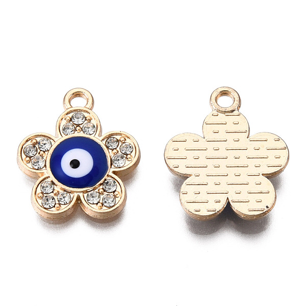 PandaHall Alloy Enamel Pendants, with Crystal Rhinestone, Light Gold, Cadmium Free & Lead Free, Flower with Evil Eye, Dark Blue, 18x15x3mm...
PandaHall Alloy Enamel Pendants, with Crystal Rhinestone, Light Gold, Cadmium Free & Lead Free, Flower with Evil Eye, Dark Blue, 18x15x3mm...