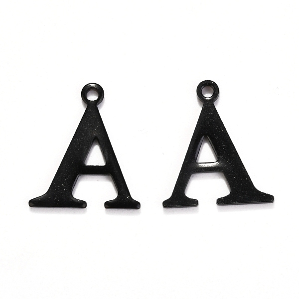 PandaHall 304 Stainless Steel Alphabet Charms, Electrophoresis Black, Letter.A, 12x10.5x1mm, Hole: 1mm 304 Stainless Steel Letter A
PandaHall 304 Stainless Steel Alphabet Charms, Electrophoresis Black, Letter.A, 12x10.5x1mm, Hole: 1mm 304 Stainless Steel Letter A