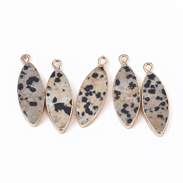 PandaHall Edge Golden Plated Natural Dalmatian Jasper Pendants, with Iron Loop, Horse Eye, 28.5~30.5x10.5x3.5mm, Hole: 1.6mm Dalmatian...
PandaHall Edge Golden Plated Natural Dalmatian Jasper Pendants, with Iron Loop, Horse Eye, 28.5~30.5x10.5x3.5mm, Hole: 1.6mm Dalmatian...