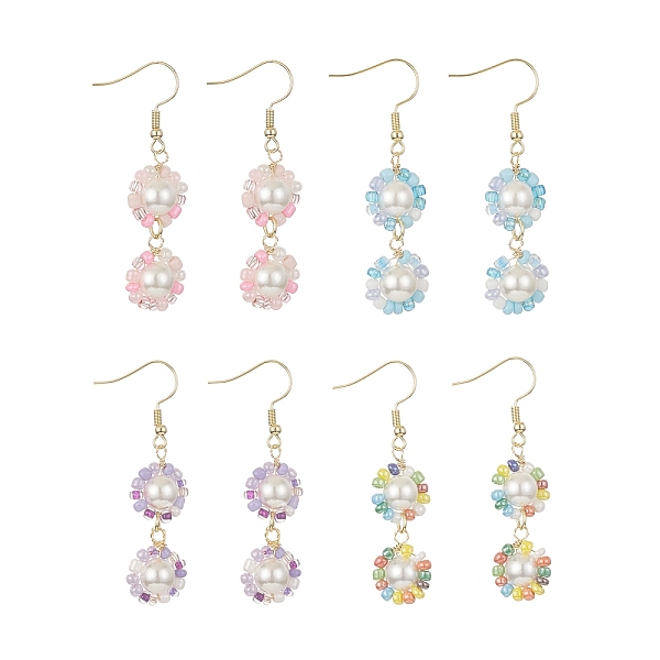 PandaHall Glass Seed & Shell Pearl Beaded Flower Dangle Earrings, Real 18K Gold Plated 304 Stainless Steel Wire Wrap Jewelry, Mixed Color..., Multicolor
PandaHall Glass Seed & Shell Pearl Beaded Flower Dangle Earrings, Real 18K Gold Plated 304 Stainless Steel Wire Wrap Jewelry, Mixed Color..., Multicolor