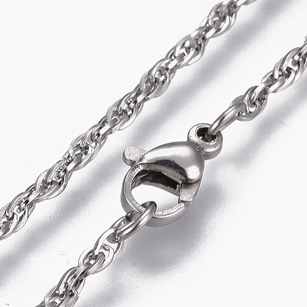 PandaHall 304 Stainless Steel Rope Chain Necklaces, with Lobster Claw Clasp, Stainless Steel Color, 17.7 inch(45cm), 2mm 304 Stainless Steel
PandaHall 304 Stainless Steel Rope Chain Necklaces, with Lobster Claw Clasp, Stainless Steel Color, 17.7 inch(45cm), 2mm 304 Stainless Steel