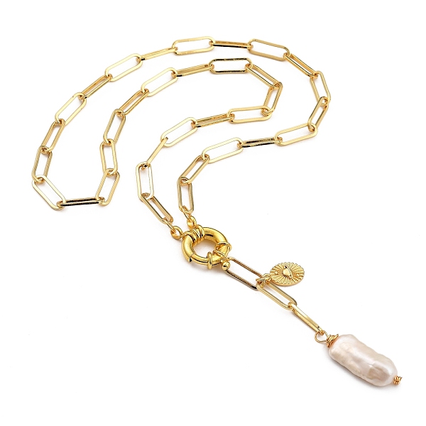 PandaHall Natural Baroque Pearl Keshi Pearl Lariat Necklaces, with Brass Paperclip Chains and Spring Ring Clasps, Oval, Golden, 18.90 inch...
PandaHall Natural Baroque Pearl Keshi Pearl Lariat Necklaces, with Brass Paperclip Chains and Spring Ring Clasps, Oval, Golden, 18.90 inch...