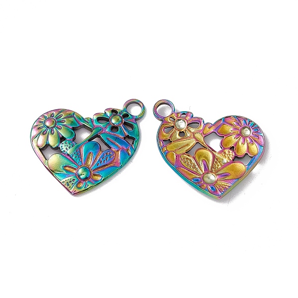 PandaHall Ion Plating(IP) 304 Stainless Steel Pendants, Heart with Flower, Rainbow Color, 24x25x2.5mm, Hole: 3mm 304 Stainless Steel Heart
PandaHall Ion Plating(IP) 304 Stainless Steel Pendants, Heart with Flower, Rainbow Color, 24x25x2.5mm, Hole: 3mm 304 Stainless Steel Heart